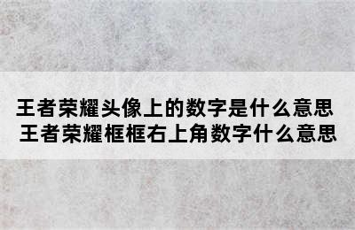 王者荣耀头像上的数字是什么意思 王者荣耀框框右上角数字什么意思